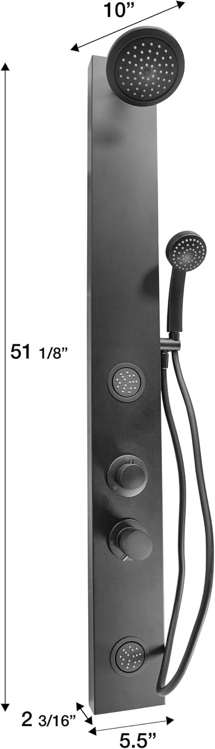 Dura Faucet DFSA913MB RV Shower Panel Column – Matte Black Shower Tower with Integrated Controls and Handheld Wand - Image 6