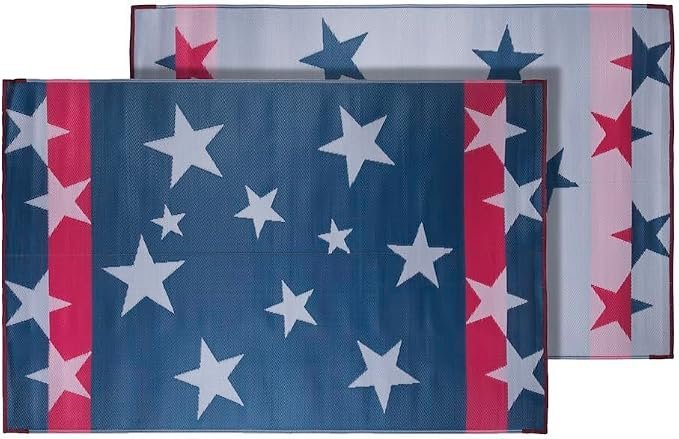 Faulkner 68865 Work & Play Patriotic Patio Mat – 36in x 68in Outdoor RV and Camping Ground Mat