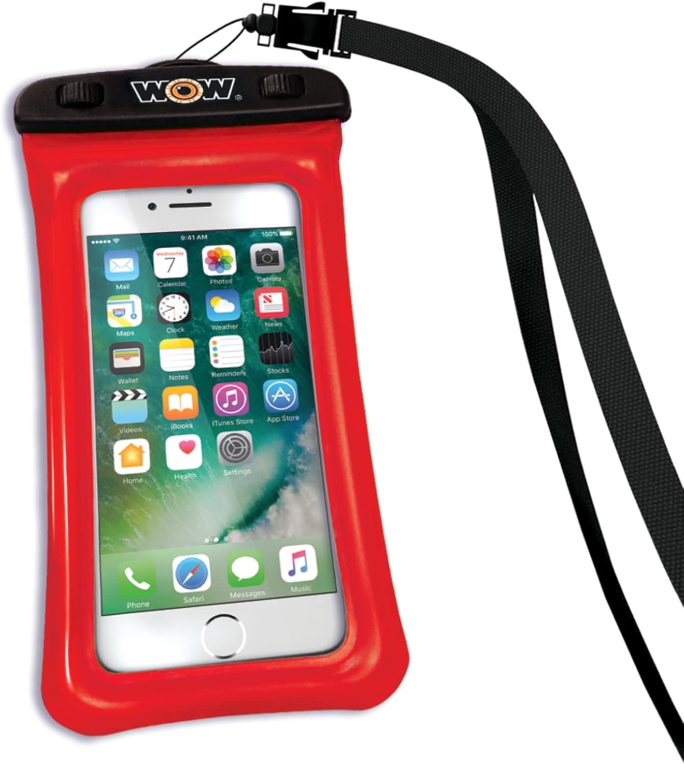 WOW Sports 185010R H2O Proof Smartphone Holder – 5 x 8 in Red Waterproof Phone Pouch for Water Activities