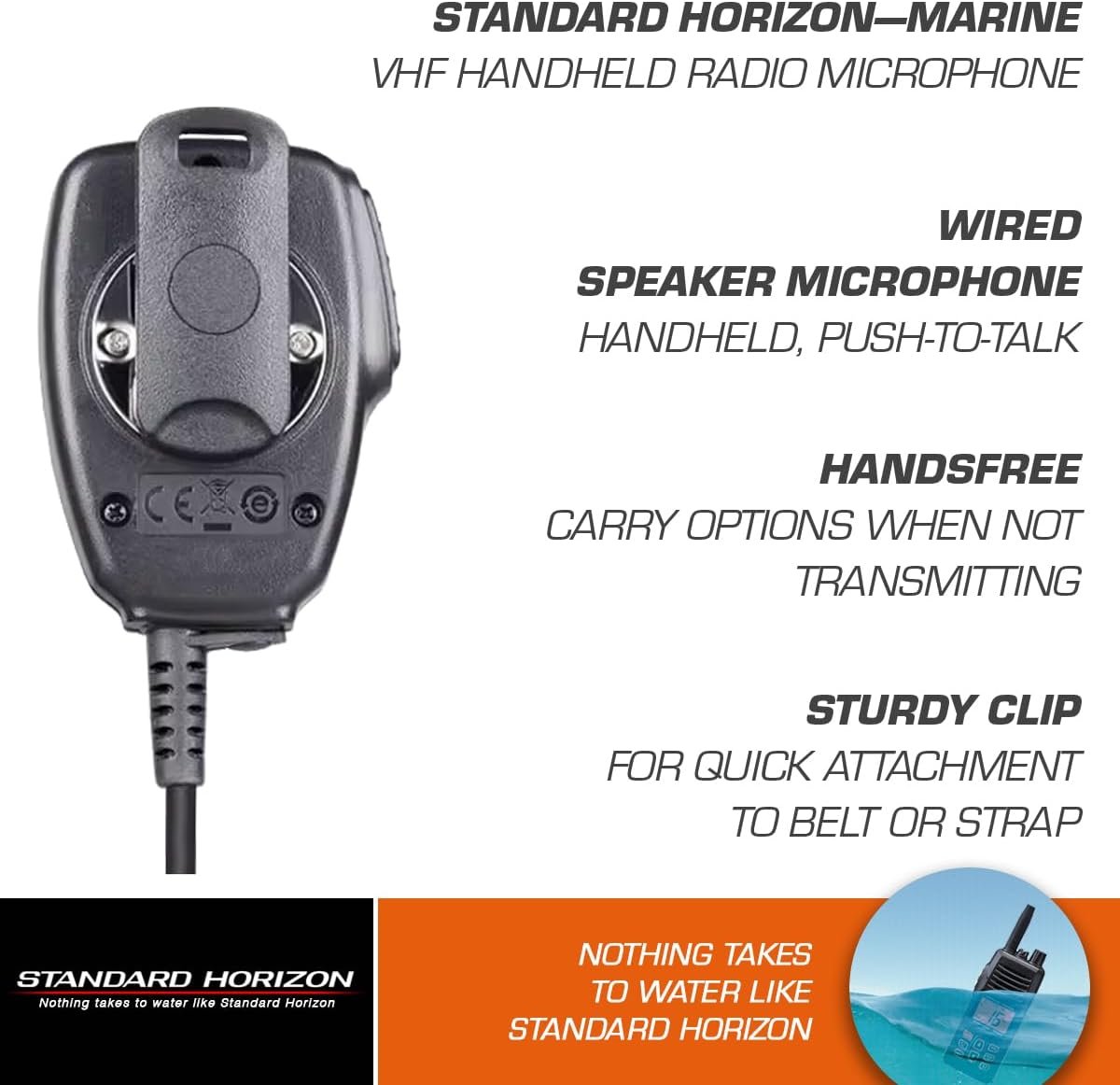 Standard Horizon SSM-17H Compact Speaker Microphone – Remote Audio Accessory for Compatible Handheld VHF Radios - Image 2