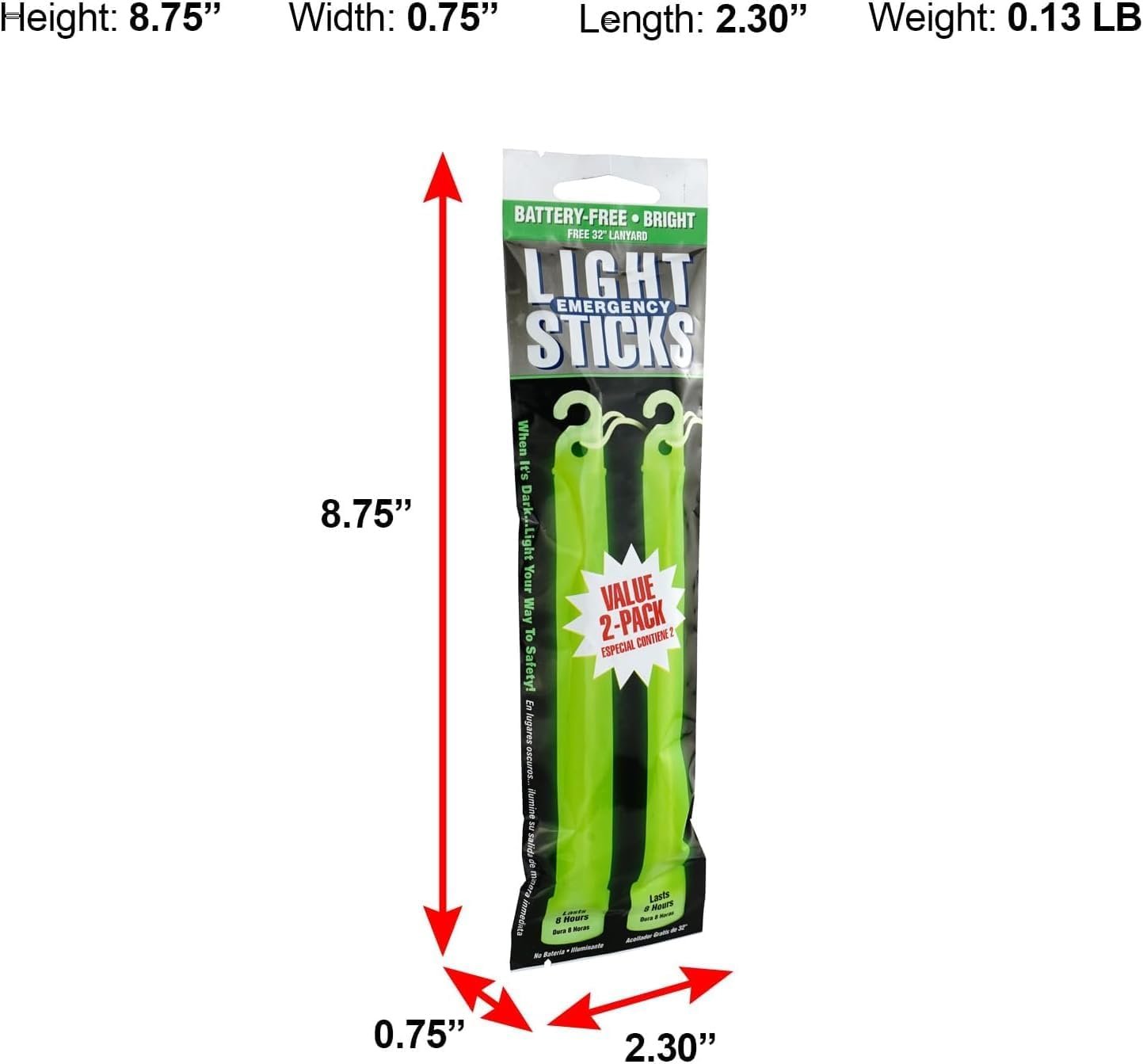 Ready America 27217 Green 8-Hour Lightsticks 2-Pack – Emergency Glow Sticks for Power Outages, Camping, and Safety Kits - Image 4