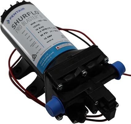 SHURFLO 4258 Series 12V DC Pump – 4.0 GPM Open Flow, 60 PSI Demand Pump with Sealless Motor Design
