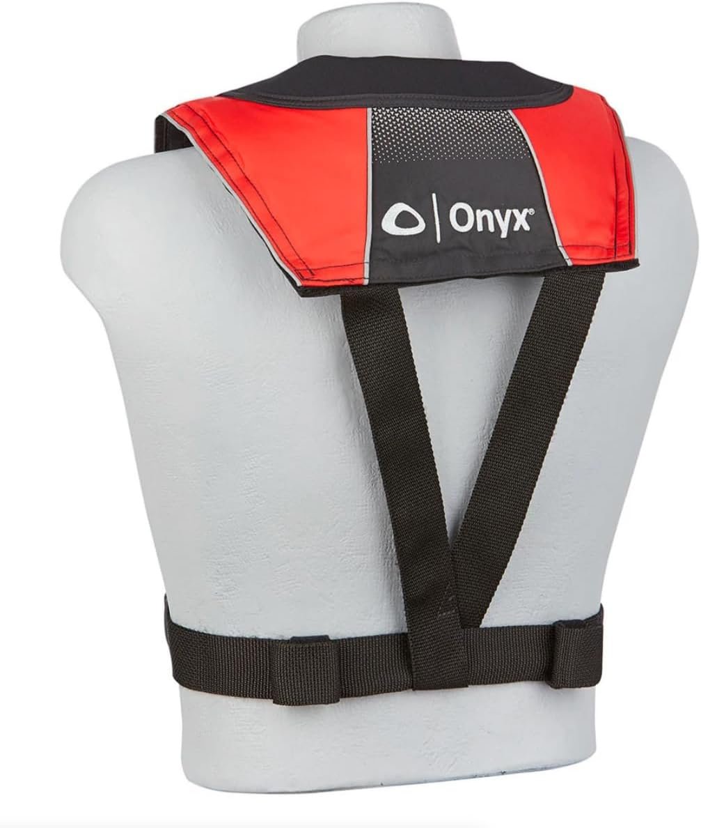 Onyx Outdoor A/M-24 All Clear Inflatable Life Vest Red – Auto/Manual Type V PFD with 24lb Buoyancy and Viewing Window - Image 2