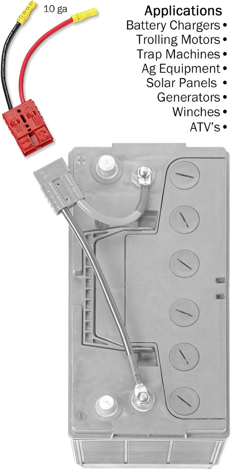 Connect-Ease RCE12VB10 10 AWG Battery Charger Connector – Quick Connect Utility Lead for Marine and Outdoor Equipment - Image 2