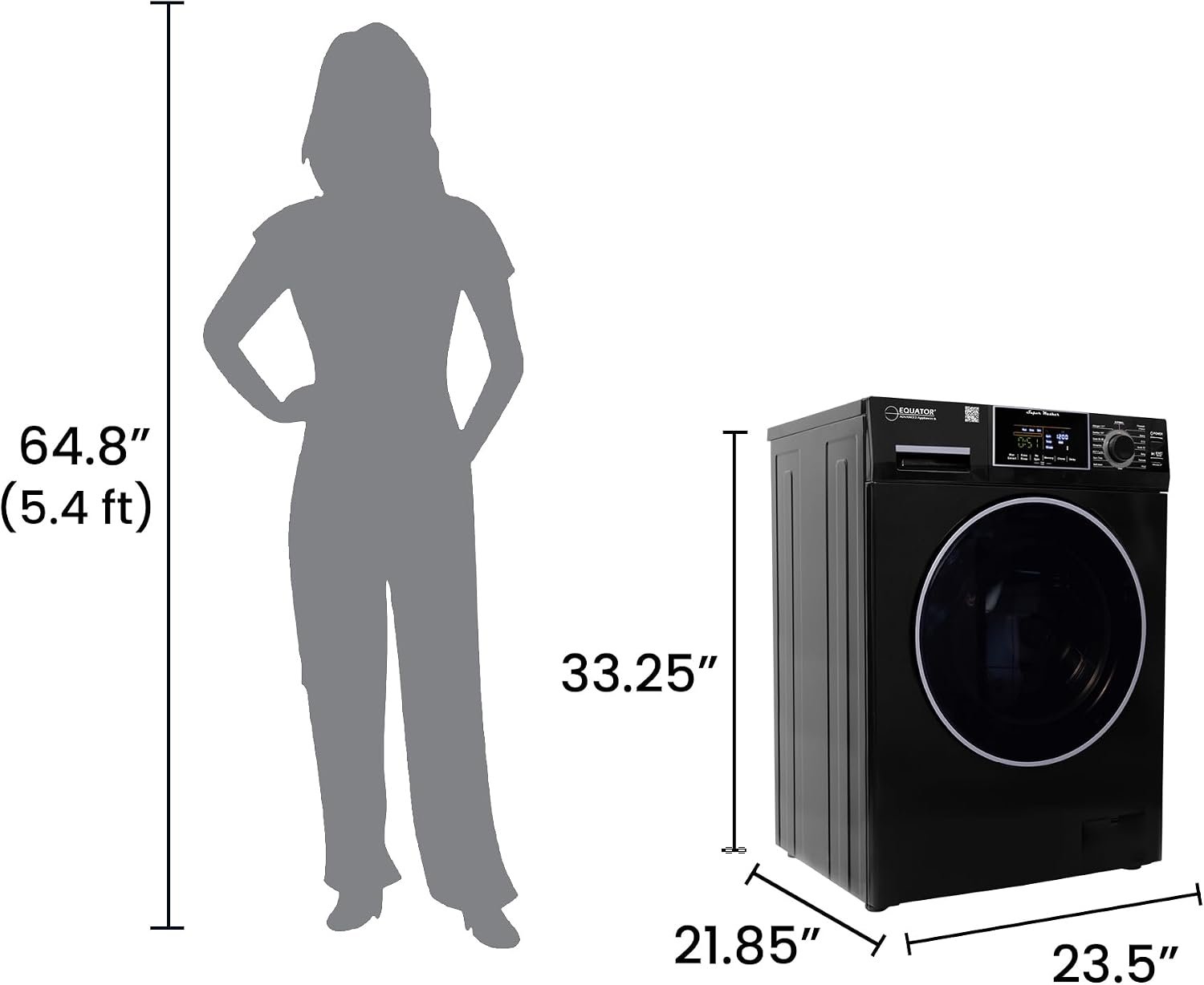 Pinnacle 22826LB Front Load Washer – 15 lb Capacity Black Finish with 1.62 Cu Ft Drum and 1400 RPM Spin Speed - Image 2