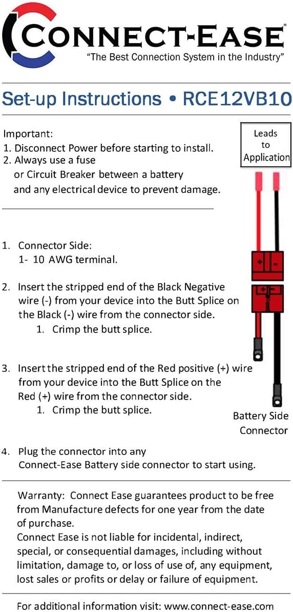 Connect-Ease RCE12VB10 10 AWG Battery Charger Connector – Quick Connect Utility Lead for Marine and Outdoor Equipment - Image 3