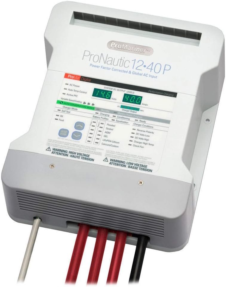 ProMariner ProNautic 1240P 63140 Marine Battery Charger – 12V System, 40A Output, Digital Smart Charging