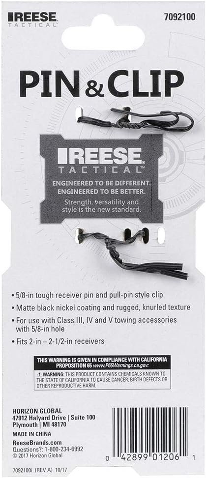 Reese 7092100 Tactical Trailer Hitch Pin & Clip – 5/8in Steel Pin with Pewter Finish for 2in and 2-1/2in Receivers - Image 4