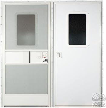 AP Products 15217712 RV Square Entrance Door – 24in x 70in Right-Hand Aluminum Door with Obscure Glass Window