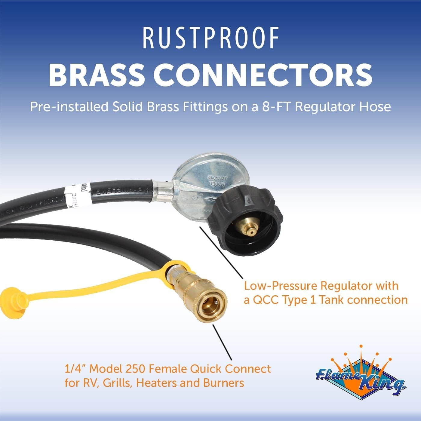 Flame King 10609596 Propane Regulator Hose – 96in LP Gas Connection Hose for RV and Appliance Installations - Image 3