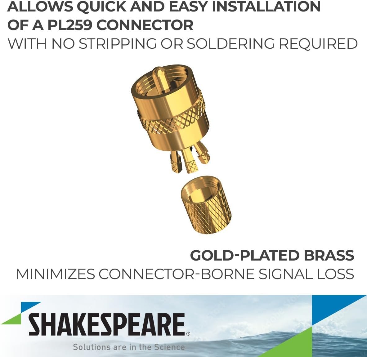 Shakespeare PL259-CP-B-G Center Pin PL-259 Connector – Gold-Plated Marine RF Connector for Coaxial Cable Installations - Image 3