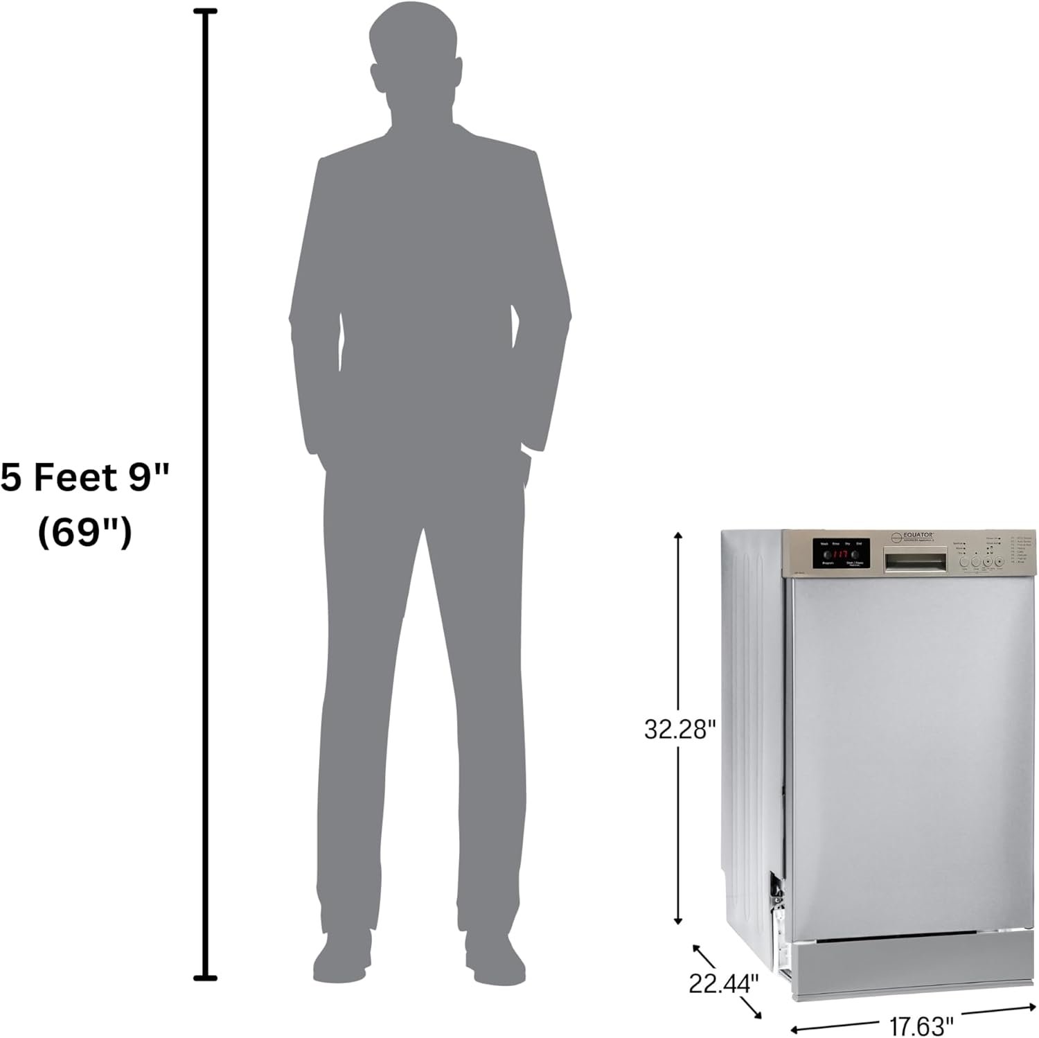 Pinnacle SB1840 18-Inch Built-In Dishwasher – 10 Place Settings, 8 Wash Cycles, Silver Finish, 150°F Sanitize - Image 3