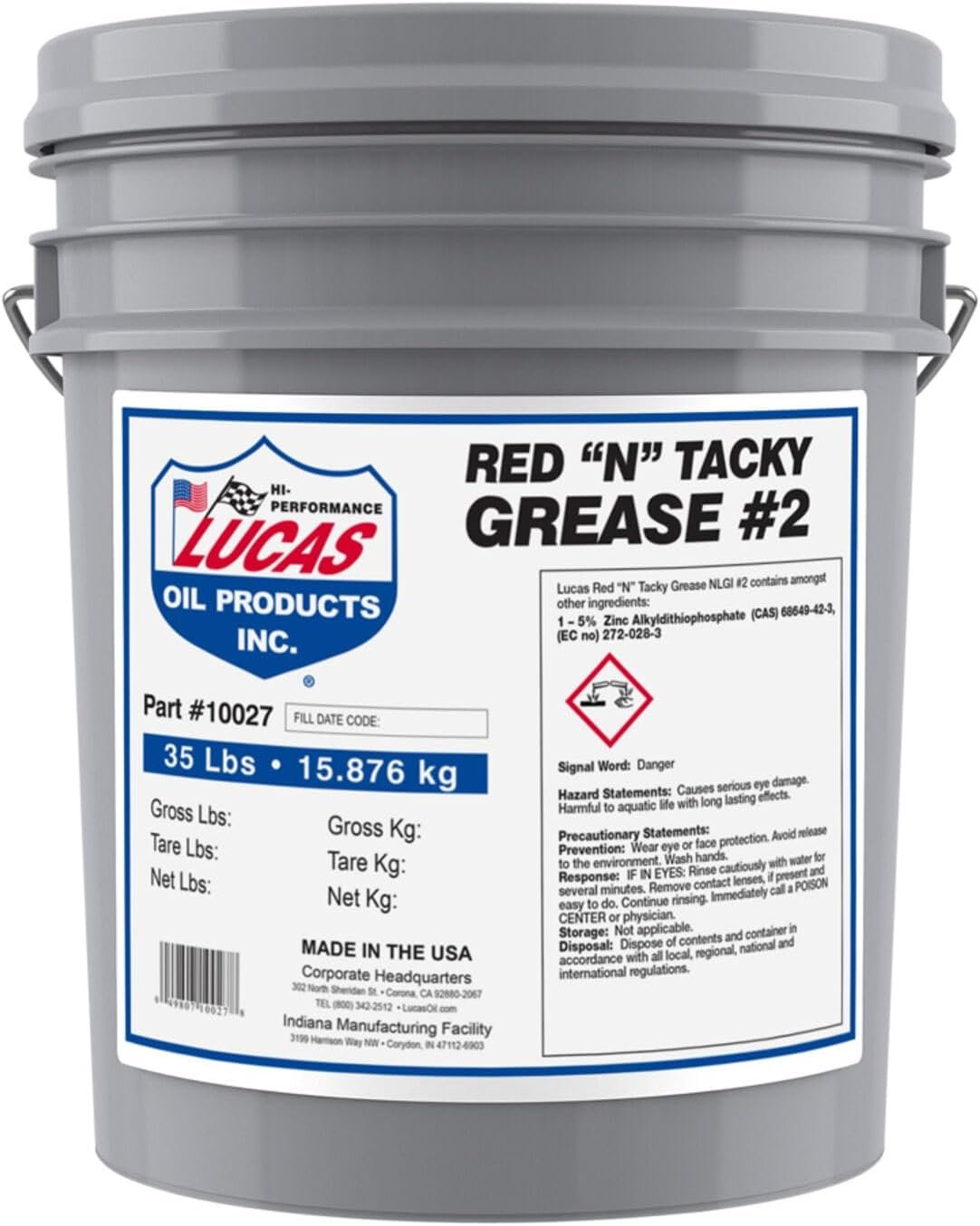 Lucas Oil 10027 Red ‘N’ Tacky Grease – Multi-Purpose Lithium Complex Grease with Water Resistance