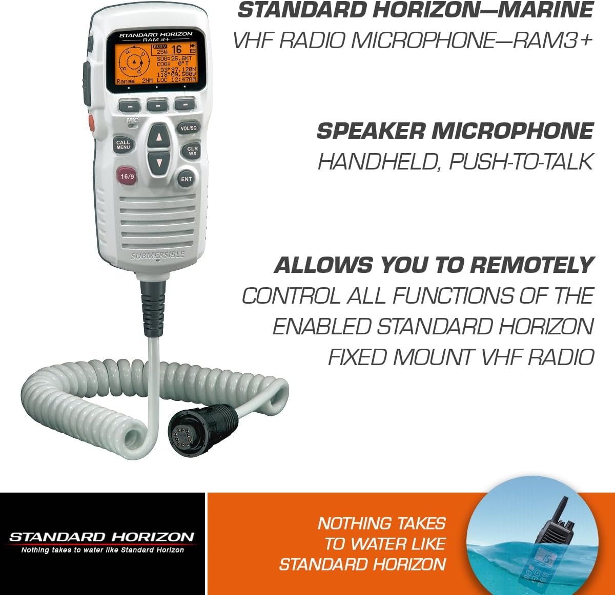 Standard Horizon CMP31W RAM3+ Remote Microphone – White Waterproof Second Station Mic with Full Radio Control - Image 2