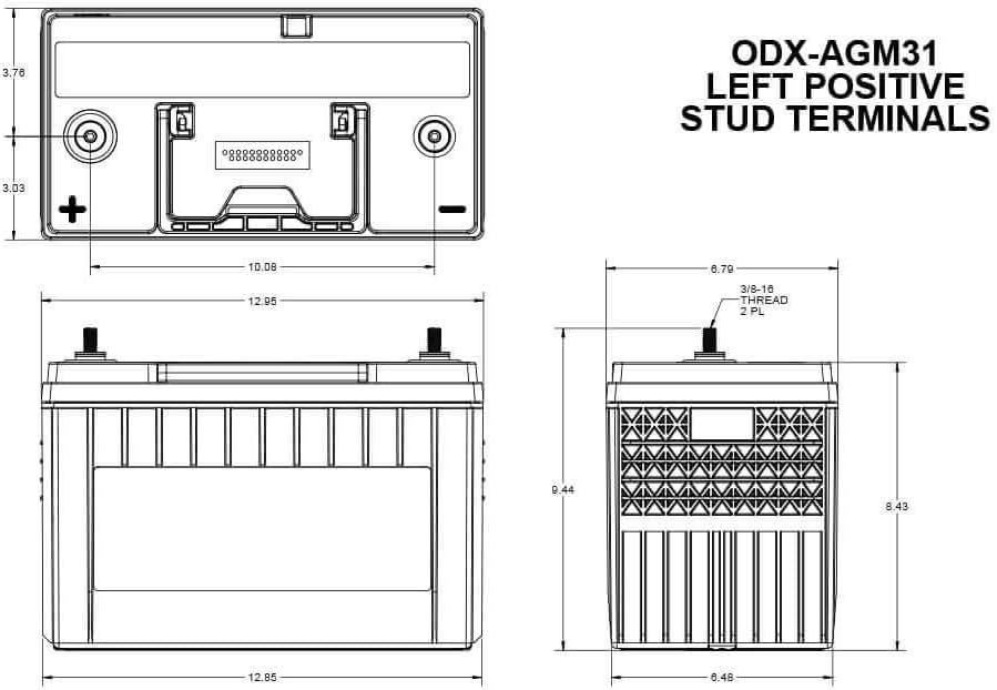ODYSSEY ODX-AGM31 31-PC2150S AGM Battery – 1150 CCA, 2150 PHCA and 205 Minute Reserve Capacity - Image 2