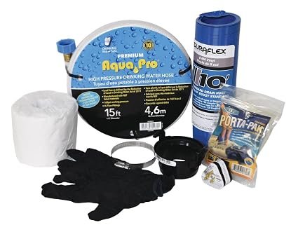 Aqua Pro 27588A Standard RV Starter Kit – Freshwater and Sewer Utility Connection Accessories for Campground Use