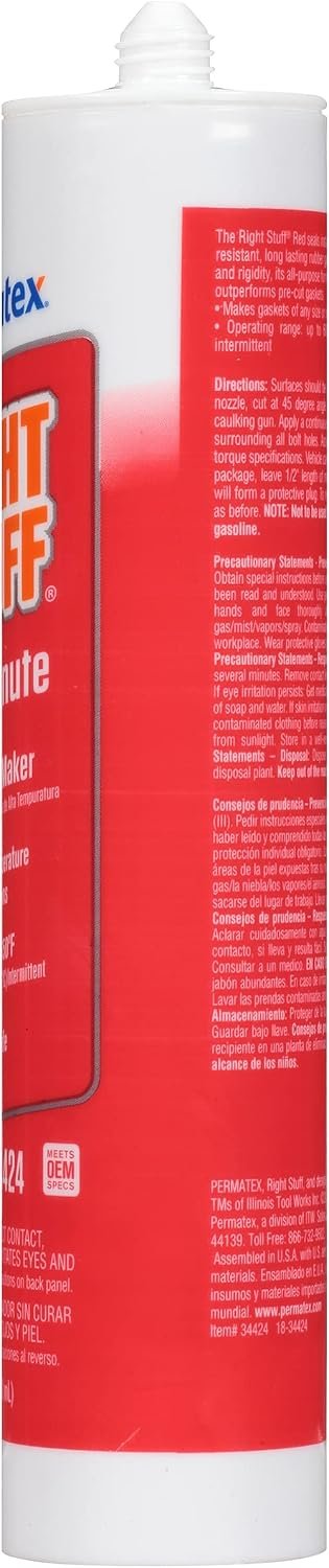 Permatex 34424 The Right Stuff Red Gasket Maker – 10.1 oz High-Temperature RTV Sealant Cartridge for Engine Repairs - Image 4