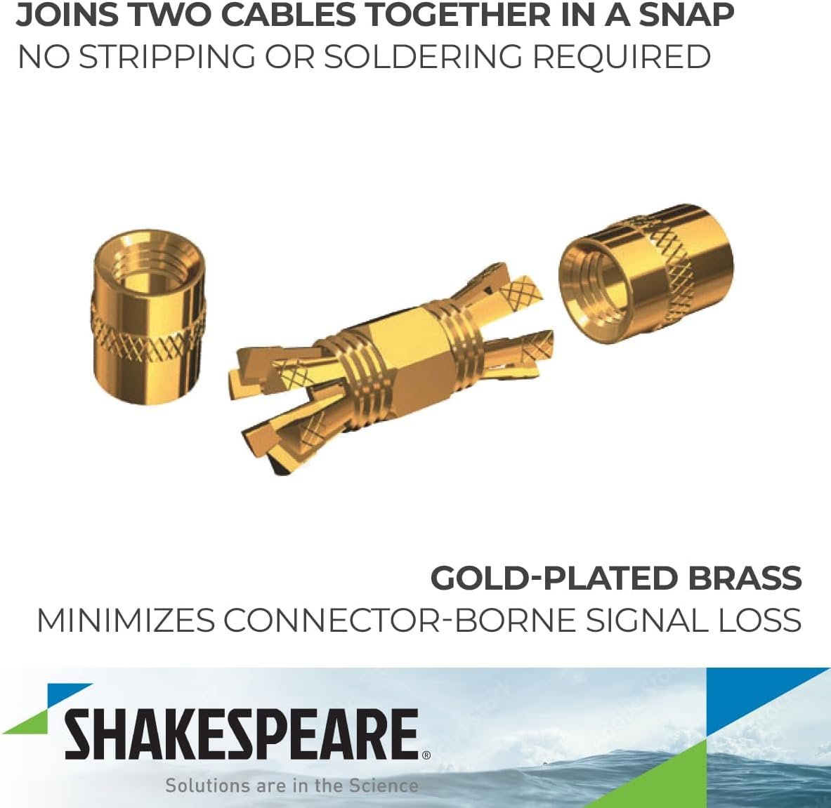 Shakespeare PL-258-CP-G RF Connector – Gold-Plated Center Pin Adapter for RG-8X Marine Coaxial Cable - Image 3