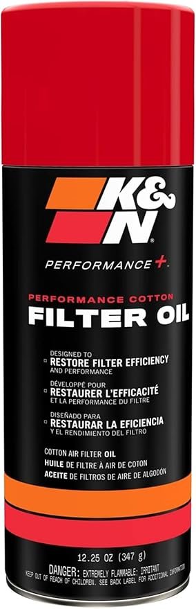 K&N 99-0516 Air Filter Oil Aerosol – 12.25 oz Red Filter Oil for Reusable Cotton Gauze Air Filters