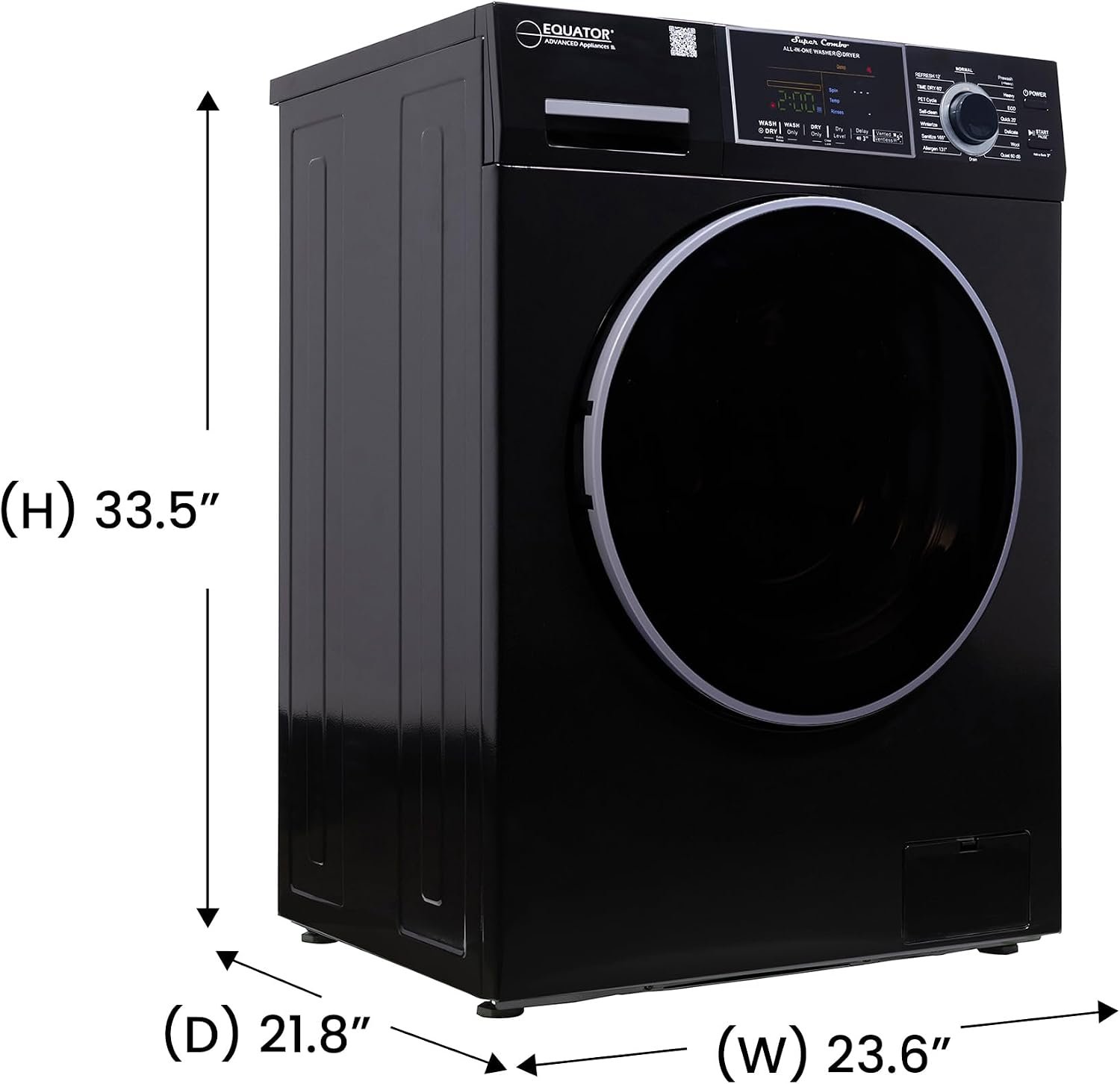 Pinnacle 224600LB Large Super Combo Washer Dryer – 15 lb Capacity Black Finish with Ventless Drying System - Image 2