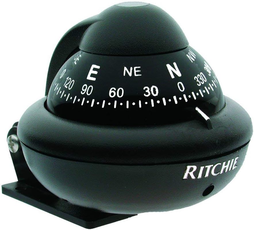 Ritchie Navigation X10BM Bracket Mount Compass – Black Housing, 2in Direct-Reading Dial with Compensators