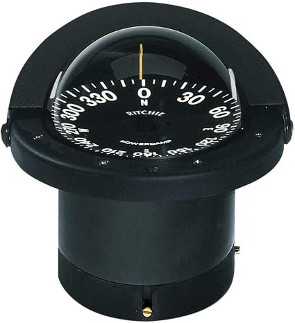 Ritchie Navigation FN201 Navigator Compass – 4.5in Flush Mount Compass with Black Dial and PowerDamp Card