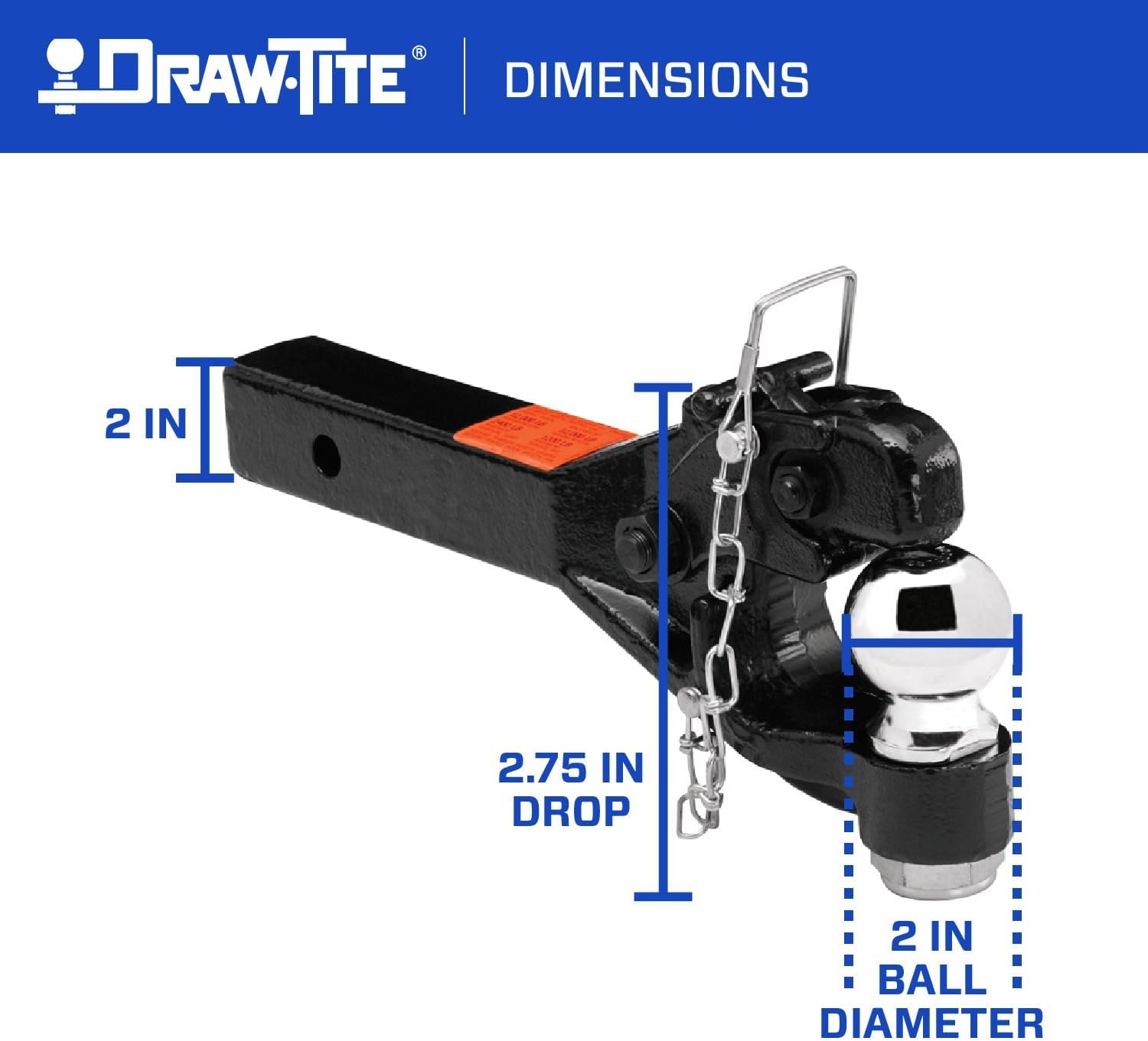 Tow Ready 63042 Pintle Combo Hitch – 2-5/16in Trailer Ball and Pintle Hook Combination Mount - Image 2
