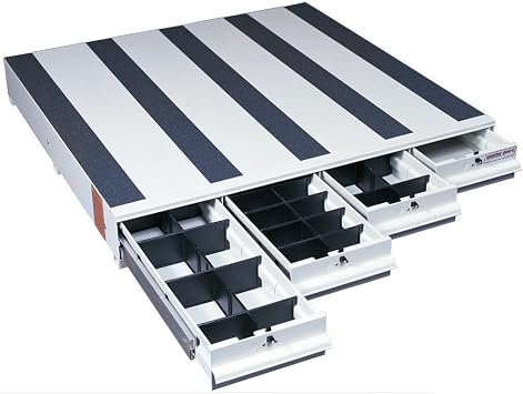 Weather Guard 3183 Itemizer Drawer Unit – Aluminum 4-Drawer Low-Profile Storage System with Adjustable Dividers
