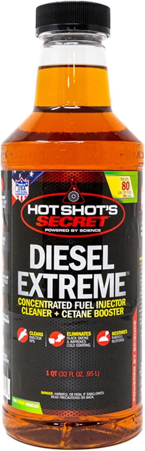 Hot Shot’s Secret P040432Z Diesel Extreme Fuel Additive – 32oz Injector Cleaner and Cetane Booster Treating 80 Gallons