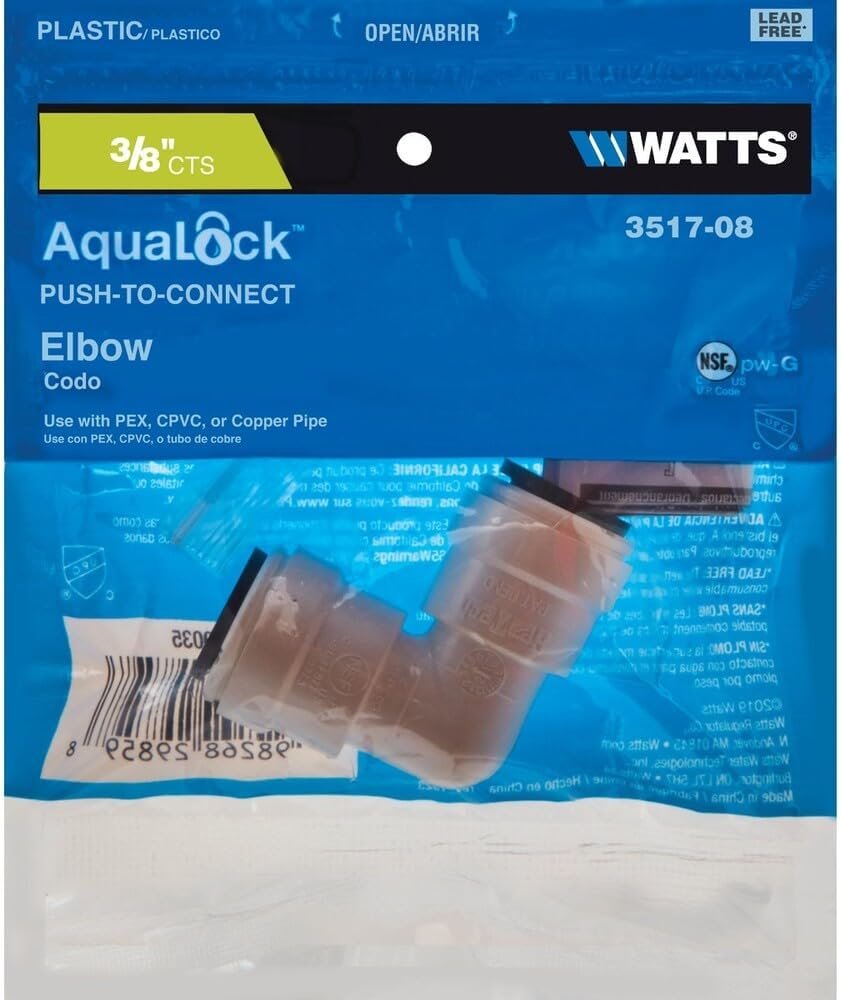 Aqualock 1351708 Union Elbow – 3/8in Push-to-Connect 90 Degree Plumbing Fitting for Water Systems - Image 4