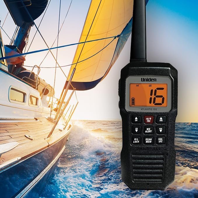Uniden Atlantis 155 Handheld Marine VHF Radio – 3 Watt Output, Floating Waterproof Design with NOAA Alerts - Image 4