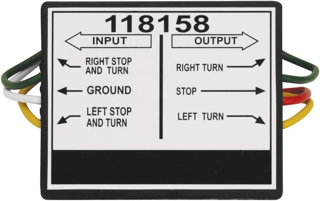 Tow Ready 118158 2-to-3 Taillight Converter – Solid-State Trailer Wiring Module – Color-Coded Installation