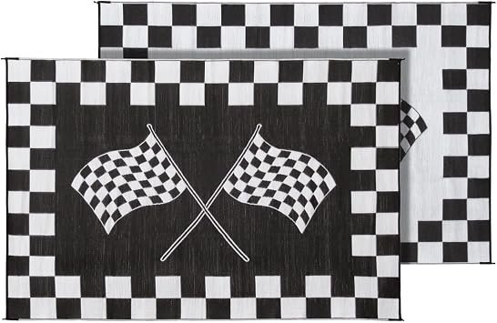 Faulkner 48823 Finish Line Patio Mat – 36in x 68in Reversible Polypropylene Outdoor Rug with UV and Mildew Resistance
