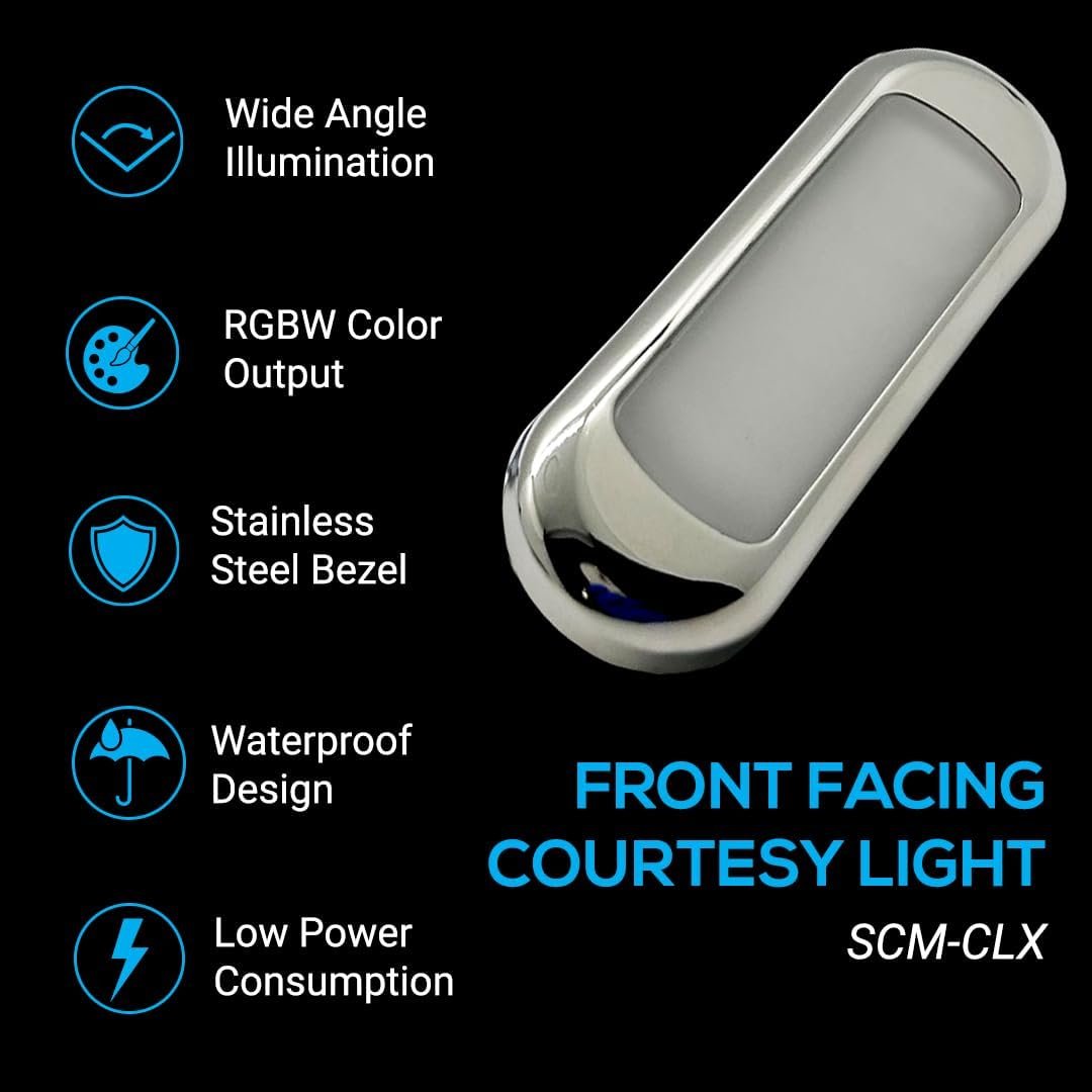 Shadow-Caster MCLXRGBWSS RGBW Front-Facing Courtesy Light – Stainless Steel Marine Accent Lighting - Image 3