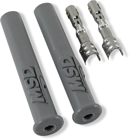 MSD 3301 Straight Spark Plug Boots & Multi-Angle Terminals Kit – Custom Ignition Wire Components, 2-Pack Carded Set