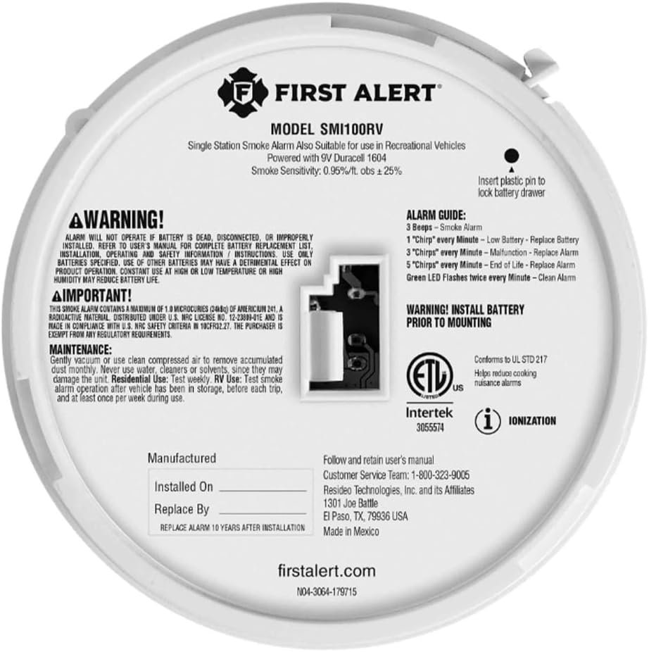 BRK Electronics 1046846 Battery-Powered Smoke Alarm – Ionization Sensor with Front Access Battery Drawer and Test Button - Image 3