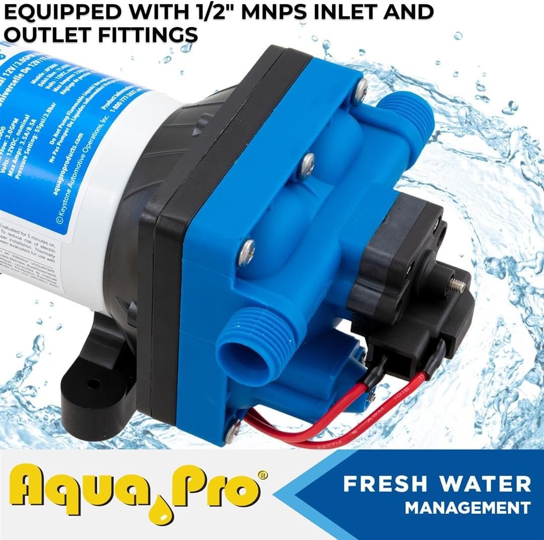Aqua Pro 21847 12V Multi-Fixture Water Pump – 3.0 GPM Self-Priming Pump with Adjustable 45-65 PSI Switch - Image 5