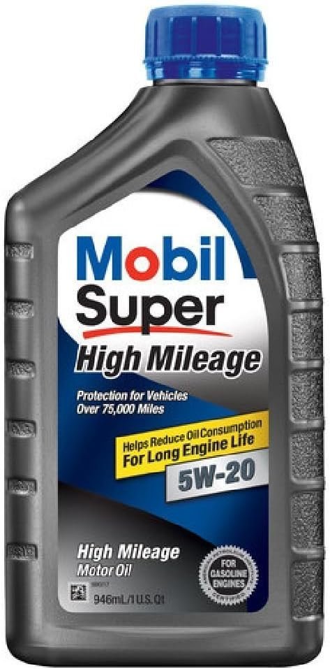 Mobil Super High Mileage 5W-20 Motor Oil 1 Qt – Synthetic Blend Formula for 75,000+ Mile Engines – API SP Certified