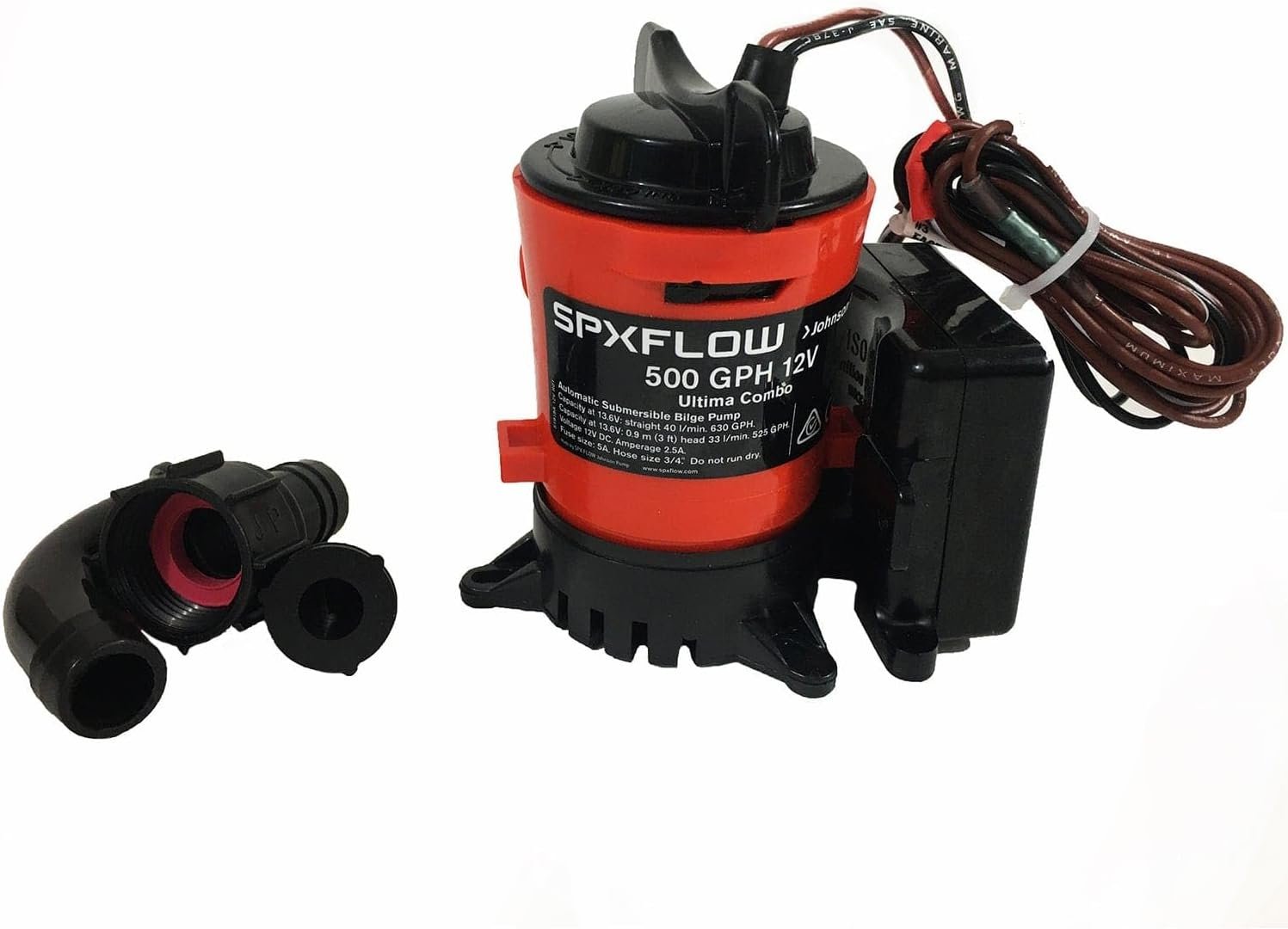 Johnson Pump 750300 Ultima Combo Automatic Bilge Pump – 500 GPH 12V with Electronic Water Sensor and Dura-Port Outlet - Image 3