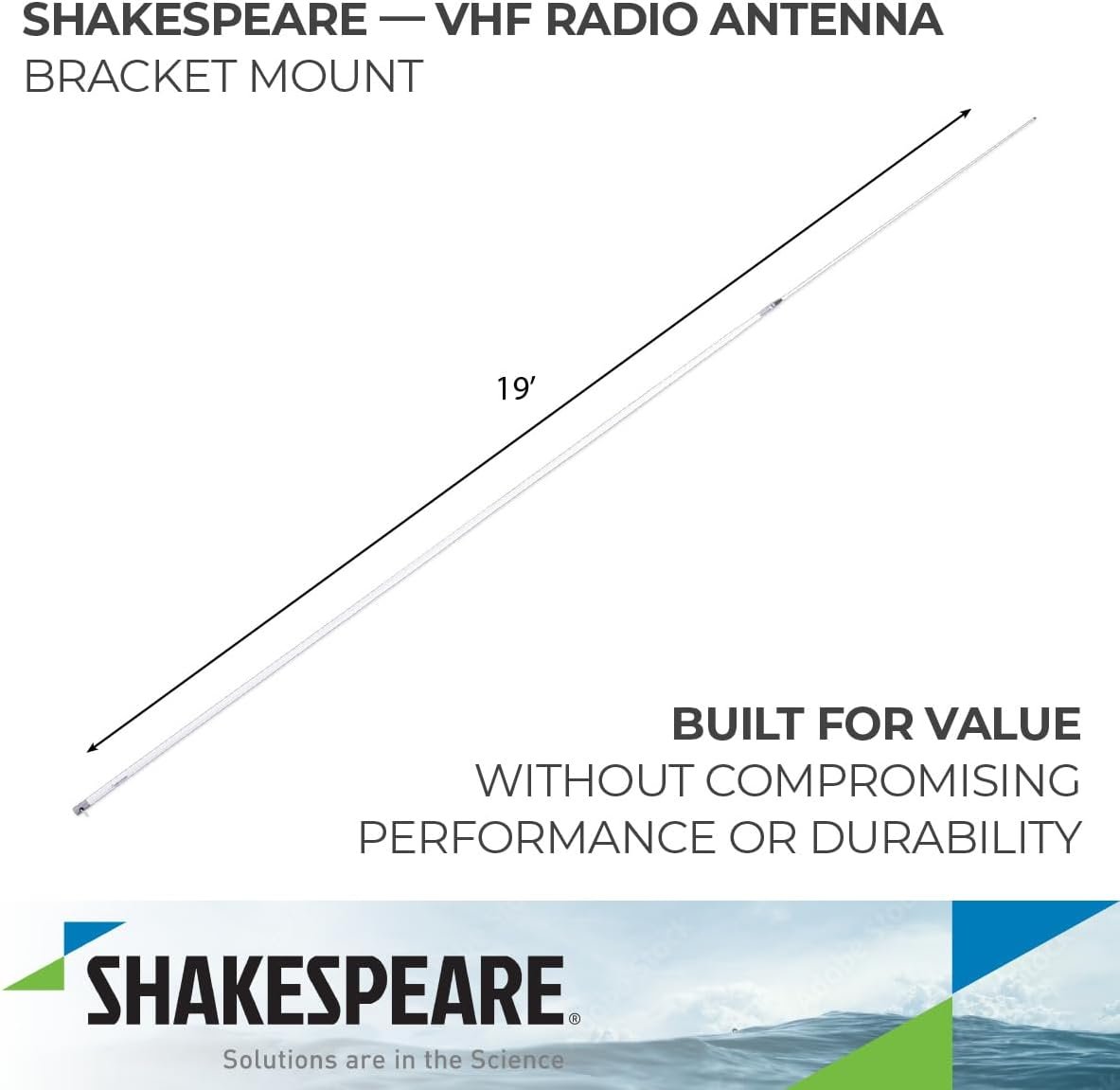 Shakespeare 4018 19ft Two-Piece VHF Marine Antenna – 9dB Gain Fiberglass Design with 20ft RG-58 Cable and PL-259 Connector - Image 2