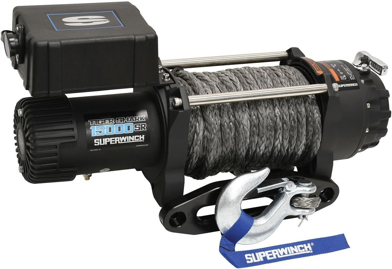 Superwinch 1515001 Tiger Shark 15000SR Winch – 15000 lb Recovery Winch with Synthetic Rope and Wireless Remote - Image 3