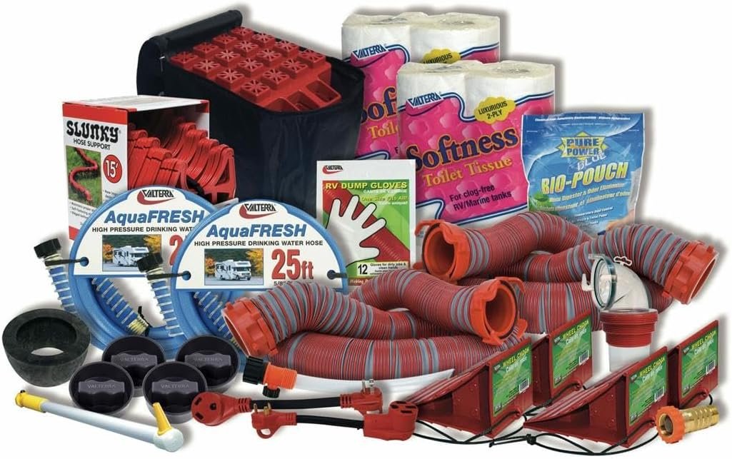Valterra K88476 Platinum RV Bundle Kit – Complete Motorhome Startup Package with Sewer Hoses, Water Accessories and Power Adapters