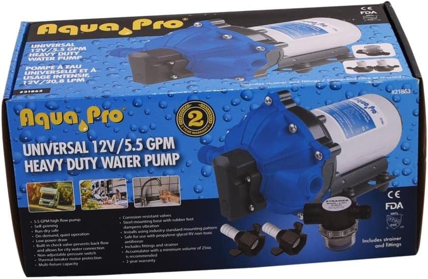 Aqua Pro 21863 12V RV Water Pump – 5.5 GPM High-Flow Freshwater Pump with Automatic Pressure Switching - Image 8