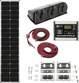 Zamp Solar KIT1007 90-Watt Deluxe L-Series Solar Kit – 58.3in Long Monocrystalline Panel with 30A Lithium Charge Controller