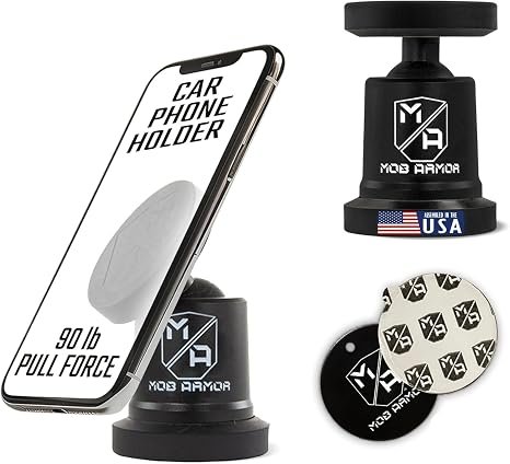 Mob Armor MobNetic Maxx MOBNMXBLK Magnetic Phone Mount – Black Aluminum Construction with Dual Neodymium Magnets
