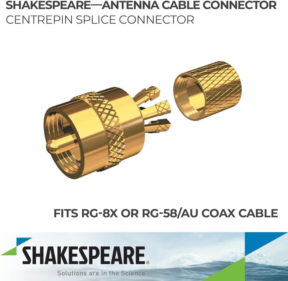 Shakespeare PL-258-CP-G RF Connector – Gold-Plated Center Pin Adapter for RG-8X Marine Coaxial Cable - Image 2