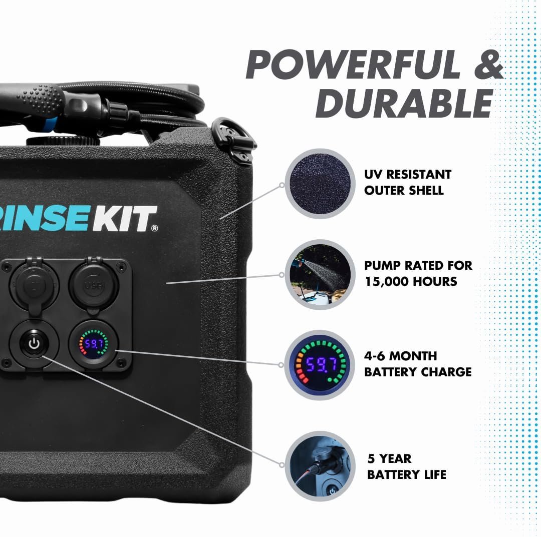 RinseKit Cube Electric Portable Shower – Battery-Powered Portable Water Sprayer with Rechargeable Pump System - Image 3