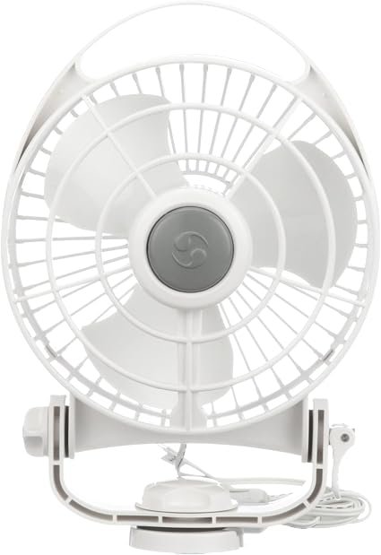 Caframo 748CAWBX Bora 12V Marine Fan – Three-Speed Cabin Fan with White Adjustable Gimbal Mount