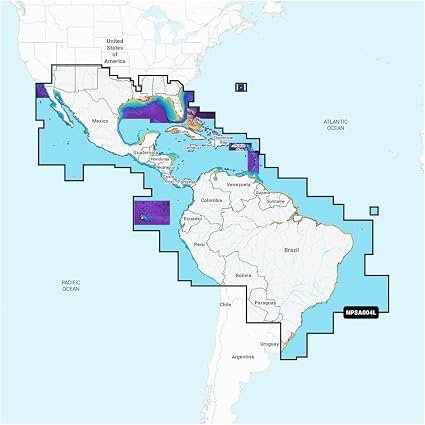 Navionics 010C136440 Platinum+ Marine Chart Card – Mexico Caribbean to Brazil Coverage with SD/MicroSD Format and Relief Shading