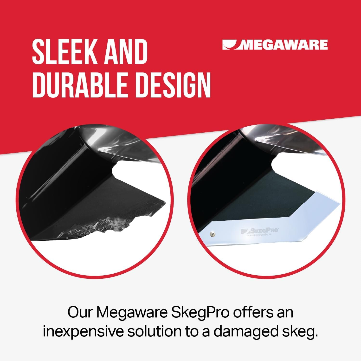 Megaware SkegPro 2663 Skeg Guard – Mirror-Finish Stainless Steel Outboard Skeg Protector with Drain Hole Design - Image 3